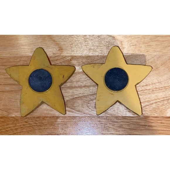 Set 2 Midwest of Cannon Falls Folk Art Santa Head Gold Star Magnets Eddie Walker - Picture 2 of 3